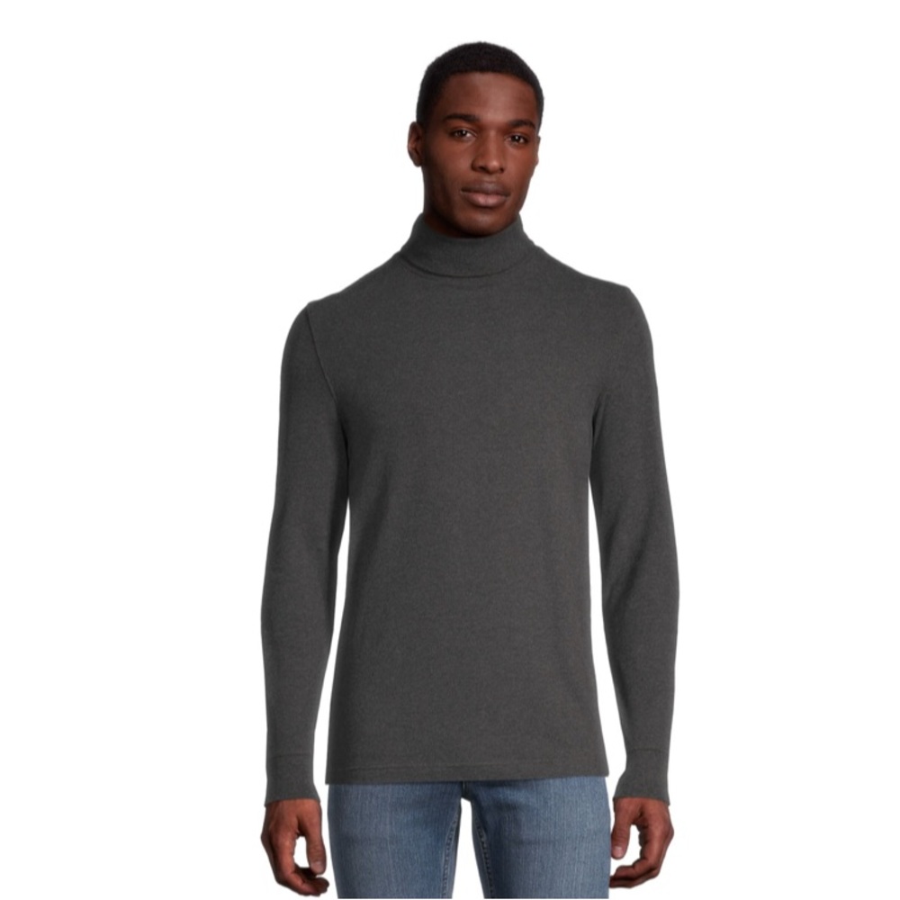 Denver Hayes Men's Modern Fit Long Sleeve Turtleneck - Charcoal, Small